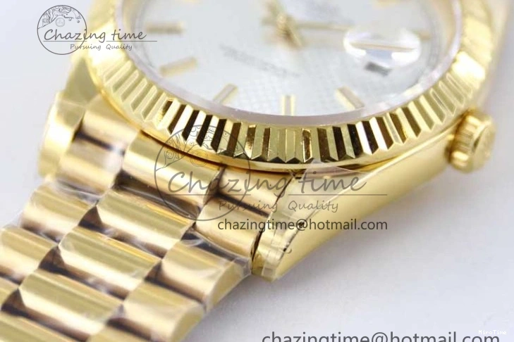 MiroTime 0121 Day Date 40mm YG 904L Steel TWF 1:1 Best Edition White Dial on YG Bracelet A FreshLook 2368